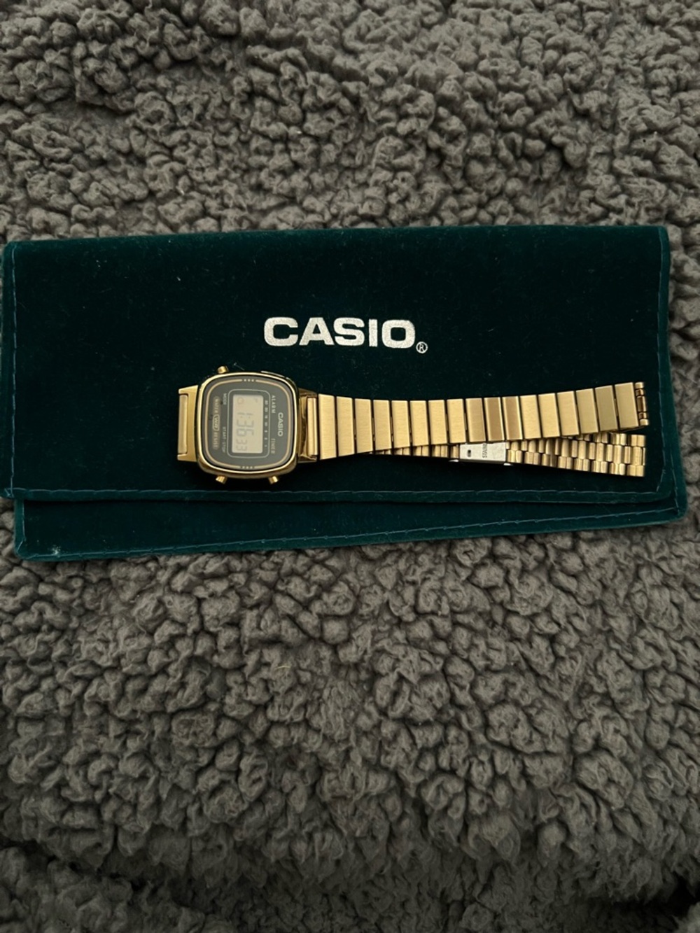 Casio Gold-Tone Digital Wristwatch with Black Accents